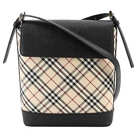 Bolsa de Ombro Burberry Nova Check Preto Bege