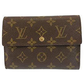 Louis Vuitton Monogram Portefeuille Tresor Etui Papier Tri-fold Wallet Marrom Monograma