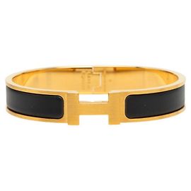 Hermès Bracelet Jonc Hermes Click HH Noir Doré