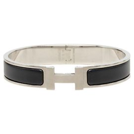 Hermès Bracciale Rigido Hermes Click HH Nero Argento