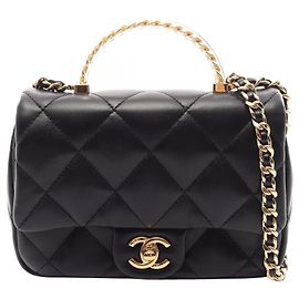 Chanel Matelassé Top Handle Shoulder Bag Black