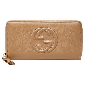 Carteira Longa com Fecho Gucci Interlocking G Soho Round Bege