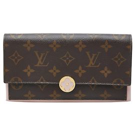 Louis Vuitton Monogram Portefeuille Flore Long Wallet Marron Rose