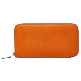 Hermès Carteira Longa Hermes Azap em seda, couro Orange e Silver Prata Laranja