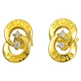 Céline Celine CELINE Brincos de círculo com diamantes Outro