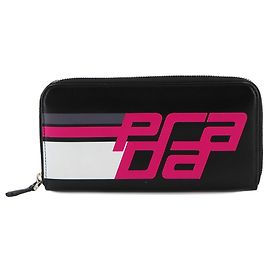 Portefeuille long rond Prada City Sport Noir Rose