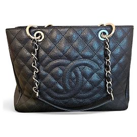Chanel Shopping Bag Grained Leather Black Black