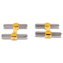 Boutons de manchette Cartier Santos en argent et or jaune Autre