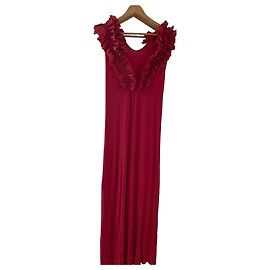 Bcbg Max Azria Vestido maxi com folhos BCBGMAXAZRIA vermelho em viscose Vermelho