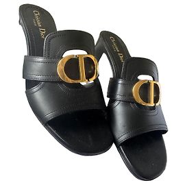 Dior CD Mules aus schwarzem Leder Schwarz
