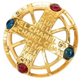 Broche Chanel Logo Multicolor Dorado Multicolor Dorado