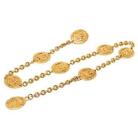 Cinturón de cadena chapado en oro Chanel Vintage Coco Mark Dorado