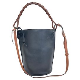 Borsa a tracolla in pelle 2 vie Loewe Gate Bucket Nero