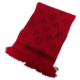 Louis Vuitton Ruby Monogram Wool Silk Stole Red