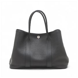 Hermès Sac à main cabas Garden Party 30 en cuir Noir Noir