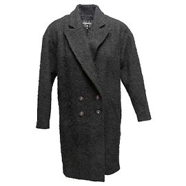 Abrigo cruzado de tweed de algodón negro Chanel Talla FR 34 Negro