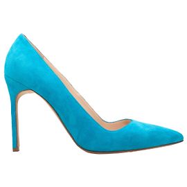 Turquoise Manolo Blahnik Suede Pointed-Toe Pumps Size 37 Turquoise