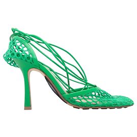 Décolleté con lacci alla caviglia in mesh e pelle Bottega Veneta Verde Taglia 38 Verde