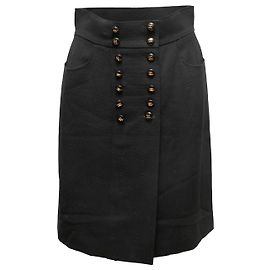 Gonna con bottoni lunghezza ginocchio Chanel Boutique vintage nera Taglia US M Nero