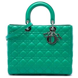 Lady Dior Satchel Large aus Lammleder Cannage in Grün Dior Grün