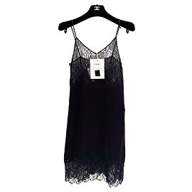 Chanel Schwarzes Spitzen Camisole Kleid Andere