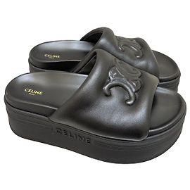 Sandales Céline en cuir noir à plateforme Autre
