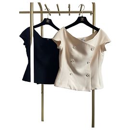 Dior One-Shoulder Top aus Seide Beige Andere