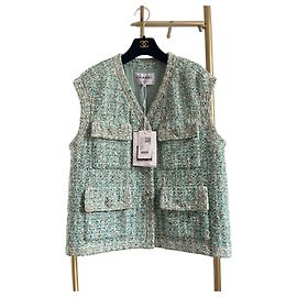 Chanel 19S Green Tweed Sleeveless Jacket Other