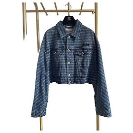 Giacca in denim Miu Miu con logo all-over blu Altro