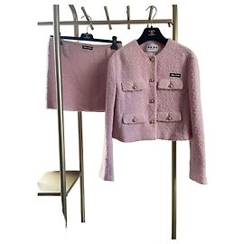 Casaco de tweed de lã rosa Miu Miu Outro