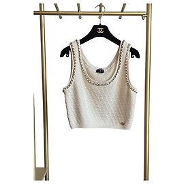 Chanel 23B Strickweste Ecru Baumwolle Andere