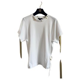 Top Louis Vuitton Blanco de Algodón con Detalle Recortado Dorado Otro