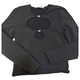 Alexander Wang Top Preto de Manga Comprida com Logótipo e Cristal Outro