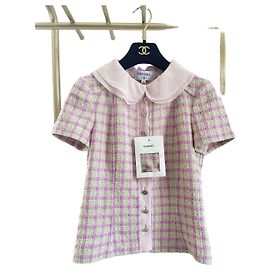 CHANEL 25S Rosa Kariertes Tweed Oberteil Andere