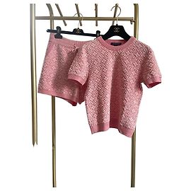 Shorts Louis Vuitton Monogram de tejido de rizo rosa Otro