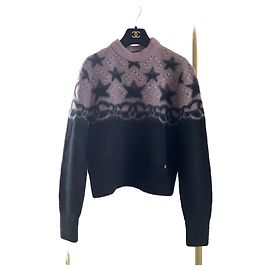 Chanel 23N Kaschmirpullover Schwarz Sternmuster Andere