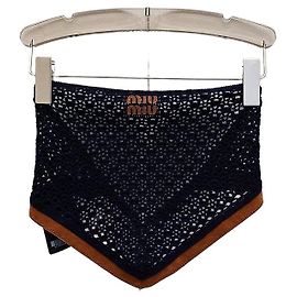 Top bandeau Miu Miu en coton bleu marine Autre