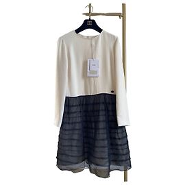 Chanel Color-block Wool Dress Black and White Other