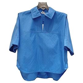 Camisa Hermès de seda azul de manga curta 34 Outro