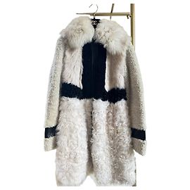 Céline Beige Shearling Lambskin Coat Size 36 Other