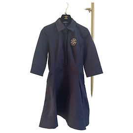 Robe Dior Navy en coton avec logo manches mi-longues Autre
