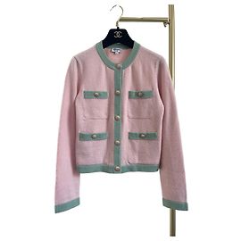 Chanel 24C Cardigan aus Kaschmir in Rosa Grün Andere