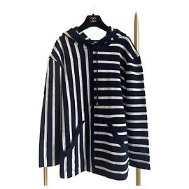 CHANEL 24S Sudadera de algodón a rayas blancas y negras Otro