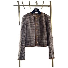 Casaco Céline de Tweed Xadrez Multicolorido Outro