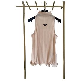 Top sin mangas de lana plisado rosa Fendi Otro