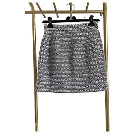 Chanel 24P Gestreifter Glitzerrock Grau Andere