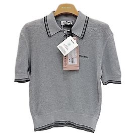 Top à manches courtes rayé en coton Miu Miu Sailboat Autre