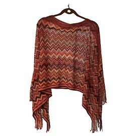 Missoni Knit Poncho Zigzag Wool Multicolored Multiple colors