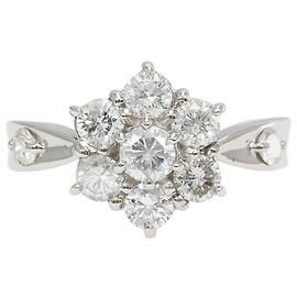 Autre Marque Platinum Band Ring with Diamond Other