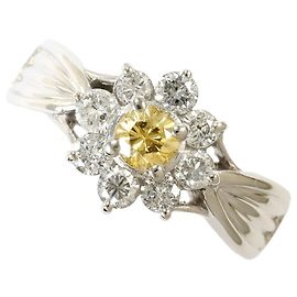 Autre Marque PT900 Platinum Band Ring with Brown Diamond Brown Other
